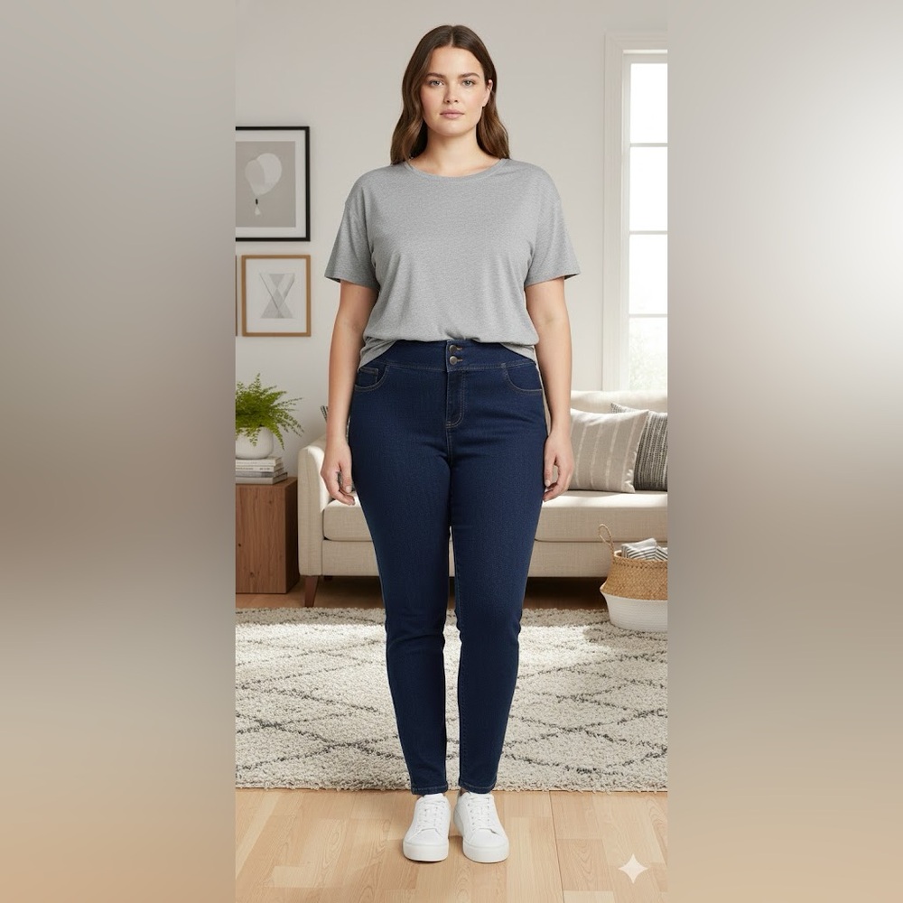 Terra & Sky women’s jeggings plus size 5X 32W-34W blue pants  elastic waist jean